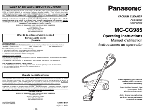 Mode d’emploi Panasonic MC-CG985 Aspirateur