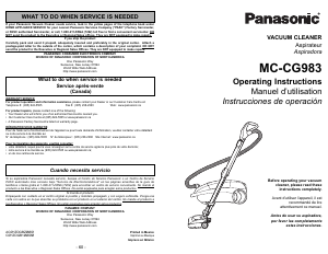 Mode d’emploi Panasonic MC-CG983 Aspirateur