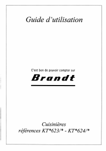 Mode d’emploi Brandt KTB623 Cuisinière