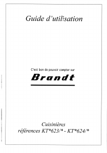 Mode d’emploi Brandt KTB624 Cuisinière