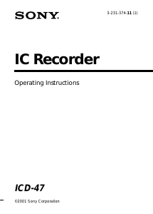 Manual Sony ICD-47 Audio Recorder