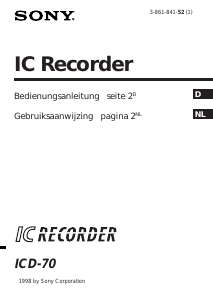 Handleiding Sony ICD-70 Audiorecorder