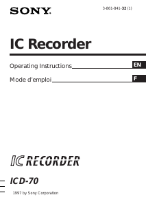 Mode d’emploi Sony ICD-70 Enregistreur numérique