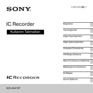 Kullanım kılavuzu Sony ICD-AX412F Ses kaydedici