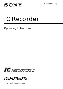 Manual Sony ICD-B10 Audio Recorder