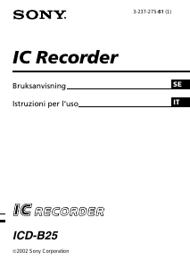 Manuale Sony ICD-B25 Registratore vocale