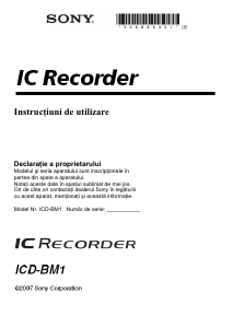 Manual Sony ICD-BM1 Reportofon