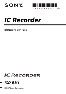 Manuale Sony ICD-BM1 Registratore vocale