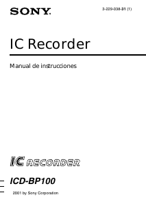 Manual de uso Sony ICD-BP100 Grabadora de voz