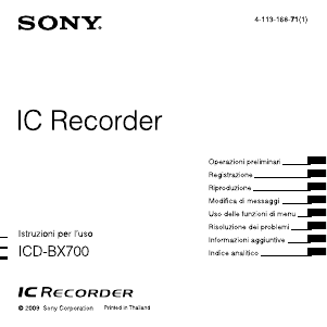 Manuale Sony ICD-BX700 Registratore vocale
