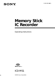 Manual Sony ICD-MS1 Audio Recorder