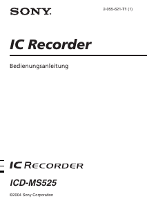 Bedienungsanleitung Sony ICD-MS525 Diktiergerät