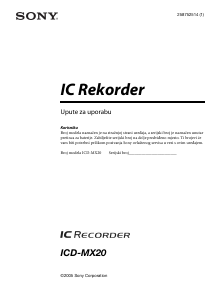 Priručnik Sony ICD-MX20 Audiosnimač