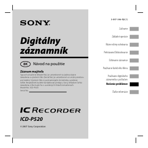 Návod Sony ICD-P520 Záznamník zvuku