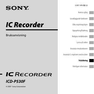 Bruksanvisning Sony ICD-P530F Diktafon