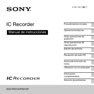 Manual de uso Sony ICD-PX312 Grabadora de voz