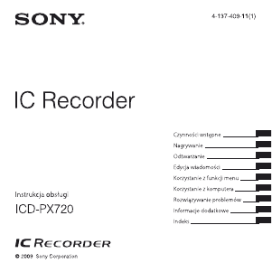 Instrukcja Sony ICD-PX720 Dyktafon