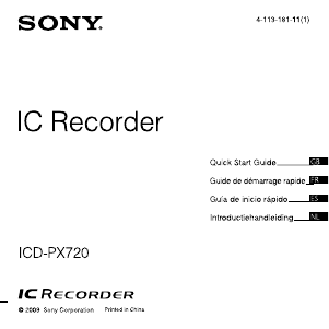 Mode d’emploi Sony ICD-PX720 Enregistreur numérique