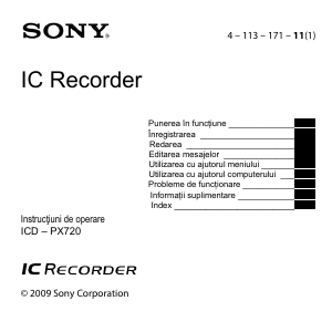 Manual Sony ICD-PX720 Reportofon