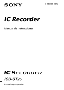Manual de uso Sony ICD-ST25 Grabadora de voz