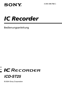 Bedienungsanleitung Sony ICD-ST25 Diktiergerät