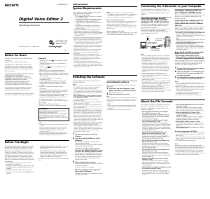 Manual Sony ICD-SX20 Audio Recorder