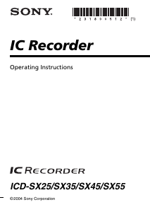 Manual Sony ICD-SX25 Audio Recorder