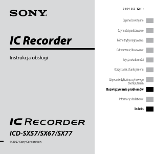 Instrukcja Sony ICD-SX57 Dyktafon