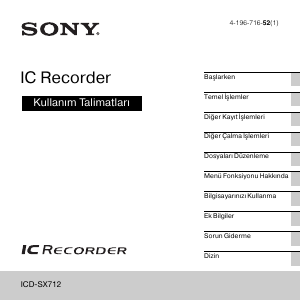 Kullanım kılavuzu Sony ICD-SX712 Ses kaydedici