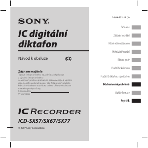 Manuál Sony ICD-SX77 Audiozáznamník