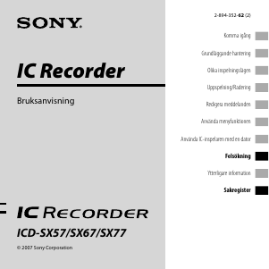 Bruksanvisning Sony ICD-SX77 Diktafon