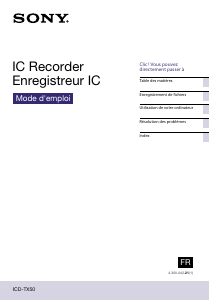 Mode d’emploi Sony ICD-TX50 Enregistreur numérique