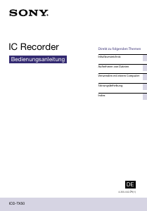 Bedienungsanleitung Sony ICD-TX50 Diktiergerät