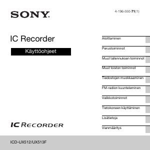 Käyttöohje Sony ICD-UX512 Äänitallennin