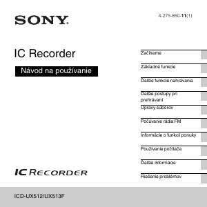 Návod Sony ICD-UX512 Záznamník zvuku