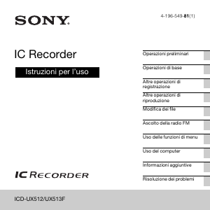 Manuale Sony ICD-UX512 Registratore vocale