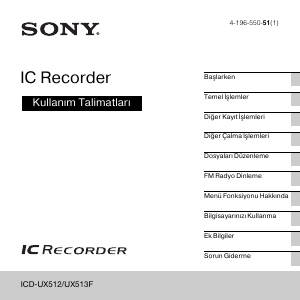 Kullanım kılavuzu Sony ICD-UX513F Ses kaydedici