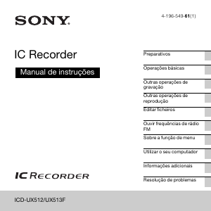 Manual Sony ICD-UX513F Gravador de voz