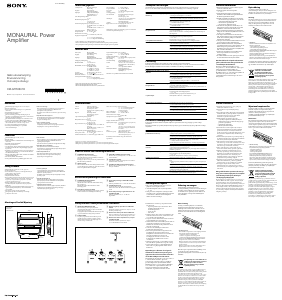 Instrukcja Sony XM-GTR3301D Wzmacniacz samochodowy