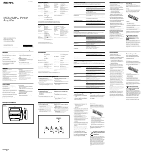 Bruksanvisning Sony XM-GTR3301D Bilförstärkare