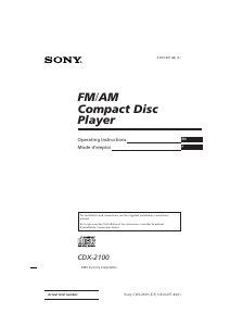Mode d’emploi Sony CDX-2100 Autoradio