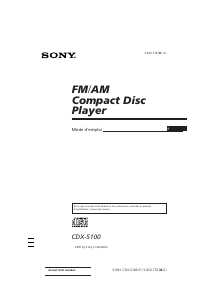Mode d’emploi Sony CDX-5100 Autoradio