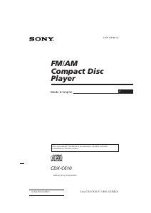 Mode d’emploi Sony CDX-C610 Autoradio