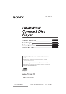 Mode d’emploi Sony CDX-C610RDS Autoradio