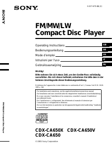 Mode d’emploi Sony CDX-CA650X Autoradio