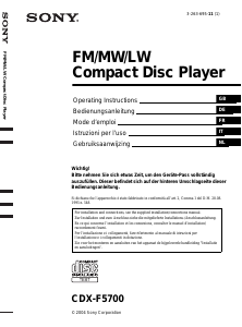Mode d’emploi Sony CDX-F5700 Autoradio