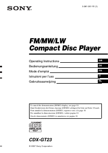 Mode d’emploi Sony CDX-GT23 Autoradio