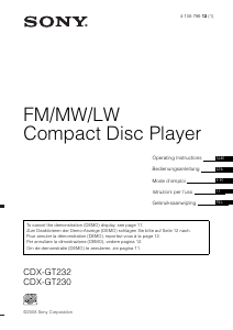 Mode d’emploi Sony CDX-GT230 Autoradio