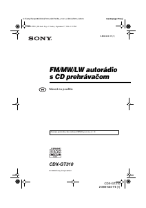 Návod Sony CDX-GT310 Autorádio