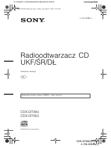 Instrukcja Sony CDX-GT39U Radio samochodowe